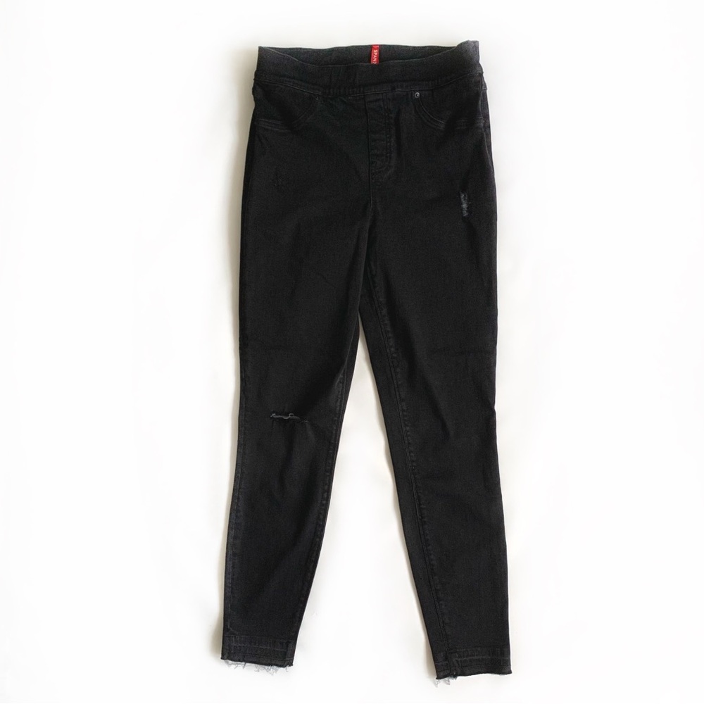 SPANX by Sara Blakely Distressed Black Jeggings Sz M